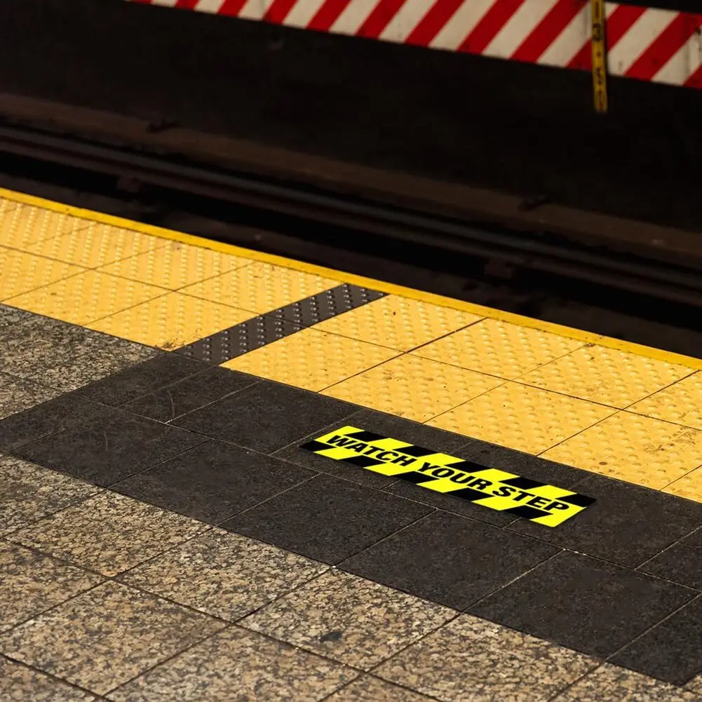 4PCS Anti Slip Floor Sticker 15x60cm Watch Your Step Yellow Black Striped Tape for Stairs For Steps Outdoor Indoor