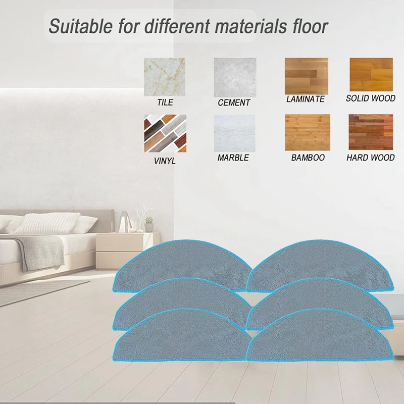 B58B-6PCS Mop Pad เปลี่ยนสําหรับ Irobot Roomba Combo Essential Y0112 เครื่องดูดฝุ่นไมโครไฟเบอร์ Mop Pad