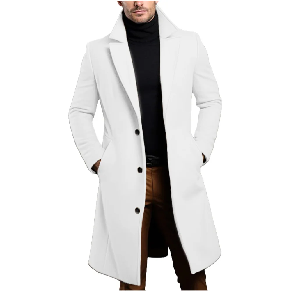New Woolen Coat Men's Woolen Coat Single-breasted Medium And Long