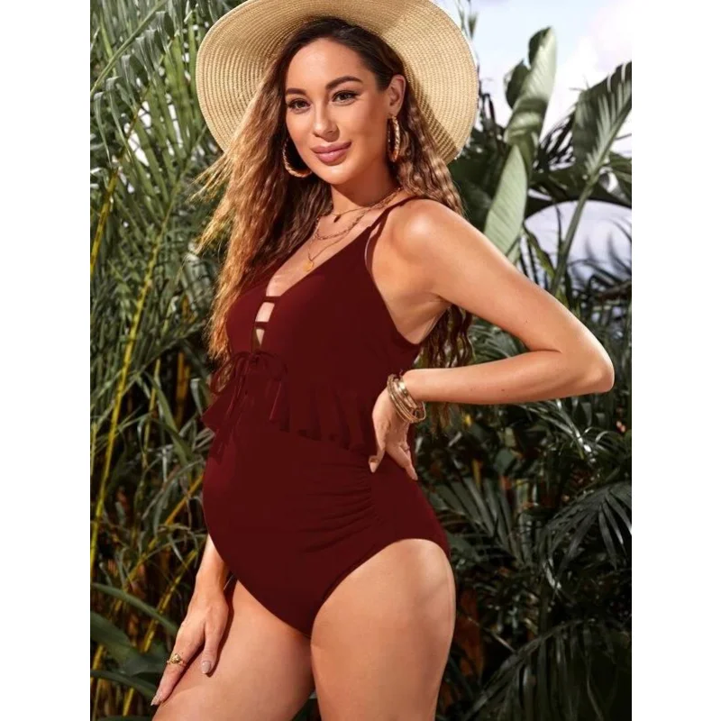 Mulheres sexy maiô de uma peça maternidade tankinis feminino verão sólido maiô beachwear terno grávida maternidade banho