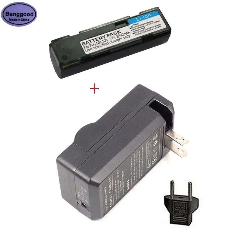 FNP-100 FNP100 3.7V 2000mAh baterai kamera NP-100 + pengisi daya AC untuk Fujifilm Fuji FinePix MX-600 MX-600X MX-600Z MX-700 DS260