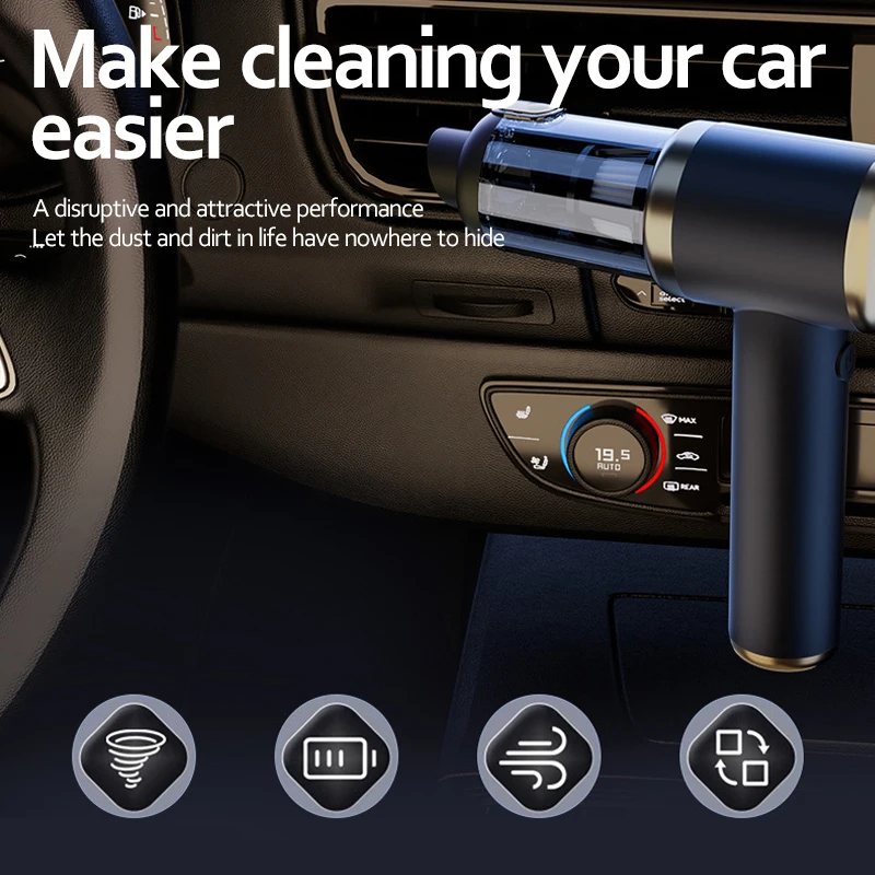 

Car Cordless Vacuum Cleaner Suction and Blowing Mini Car Vacuum Cleaner Car Home Powerful Drive Electric Dust Dryer