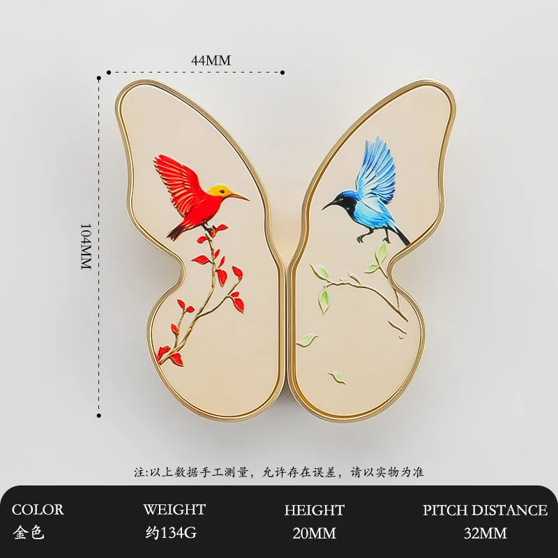 Large Butterfly Floral Bird Cabinet Pull Handles Retro Song Dynasty Aesthetics Wardrobe Pulls Drawer Knobs for Home Cupboard DIY