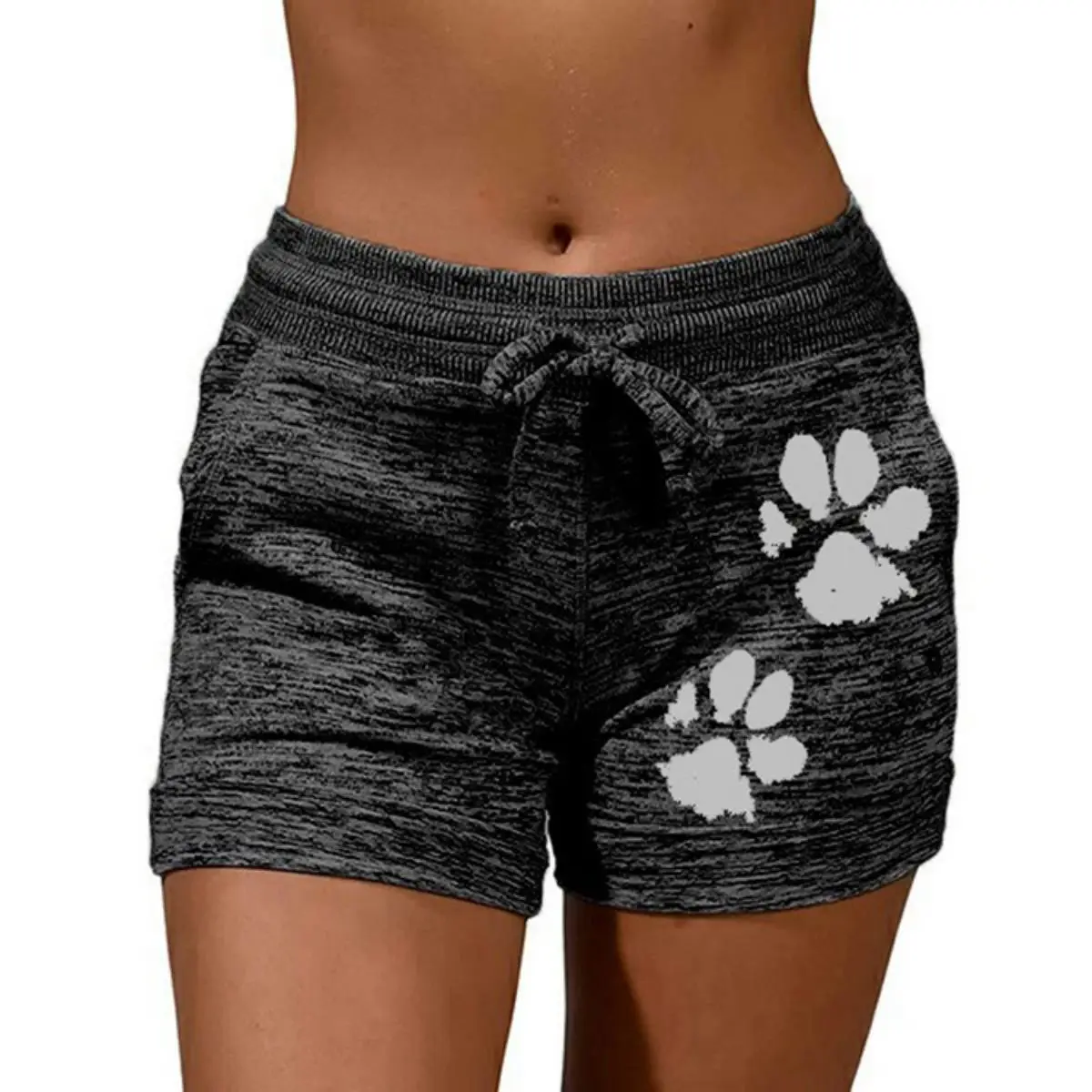 Foreign trade women\'s printed bottoming quick-drying shorts yoga pants casual sports waist lace-up elastic shorts