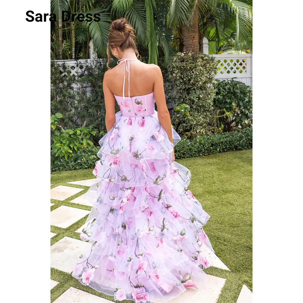 Sara Custom Pink V-neck Side Slit Multi-layer Luxurious Women's Evening Dresses for Events Luxury Elegant Party Dresses 2026