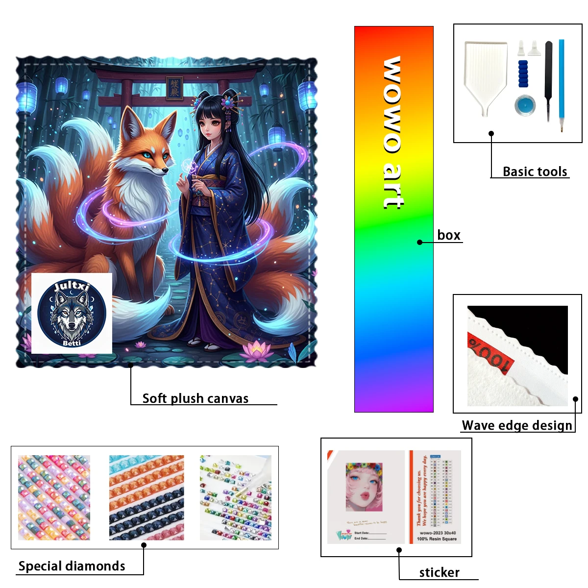 

【Betti_ Diamond Art】Girl and Fox Crystal AB Rhinestone FD Rhinestone Perfect Resin Diamond