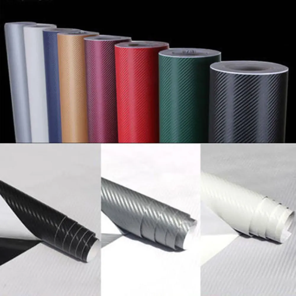 127/152cmx10/20cm 3D Carbon Fiber Vinyl Car Wrap Sheet Roll Film Car Sticker Motorcycle Decals Car Styling Exterior Accessories