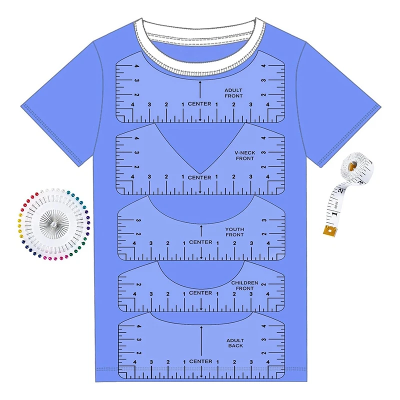 DIDI Tshirt Ruler Guide For Vinyl Alignment, T Shirt Rulers To Center Designs, Measurement Template, Craft Sewing Supplies