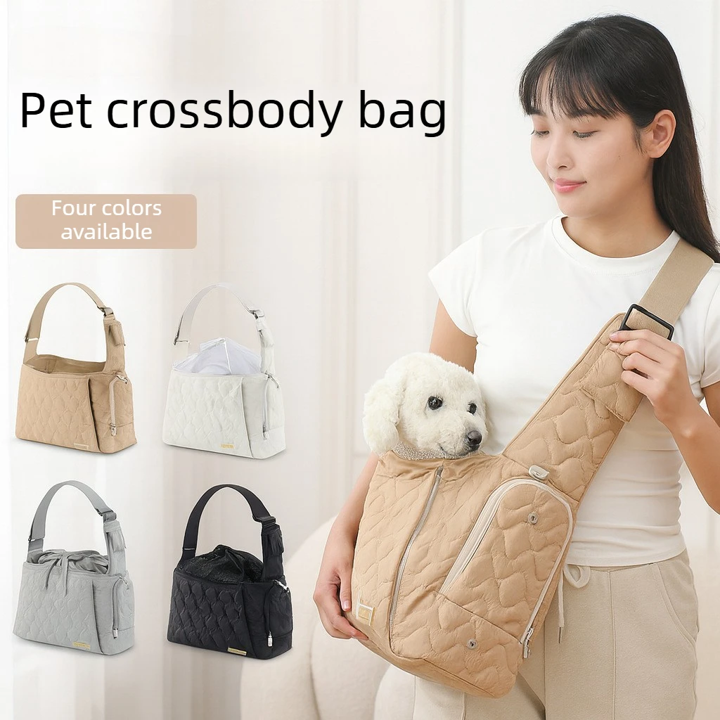 Fashion Korean Pet Sling Bag Portable Winter Crossbody Dog Cat Bag Lightweight Travel Pet Carrier