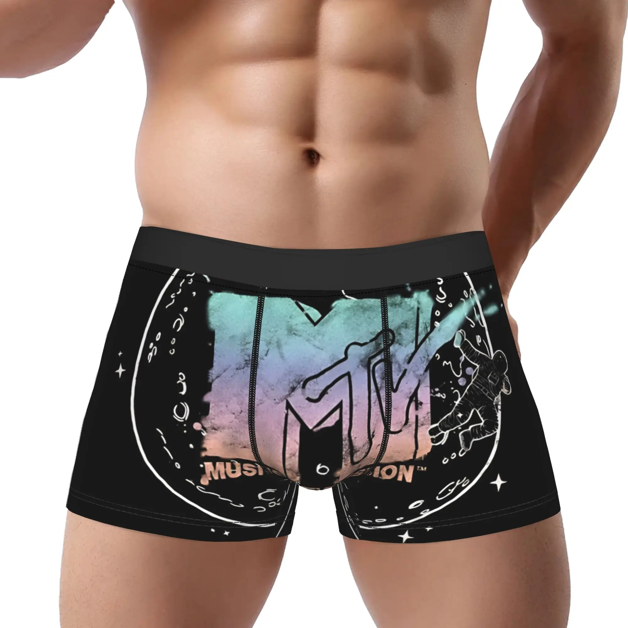 Vintage Moonman Space Orbit Neon MTV Underpants Breathbale Panties Male Underwear Comfortable Shorts Boxer Briefs