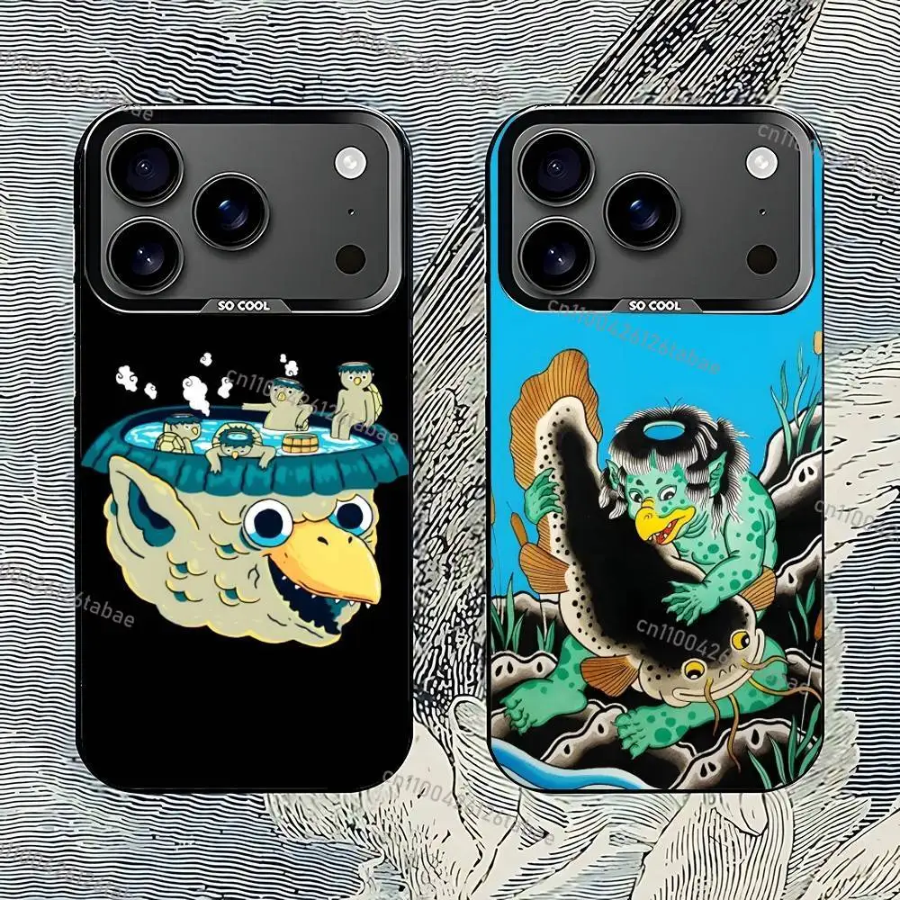 Funda para Teléfono Kappa Japonesa IMD para iPhone 17, 16, 15, 14, 13, 12, 11 Pro Max Plus, Color Plata y Negro