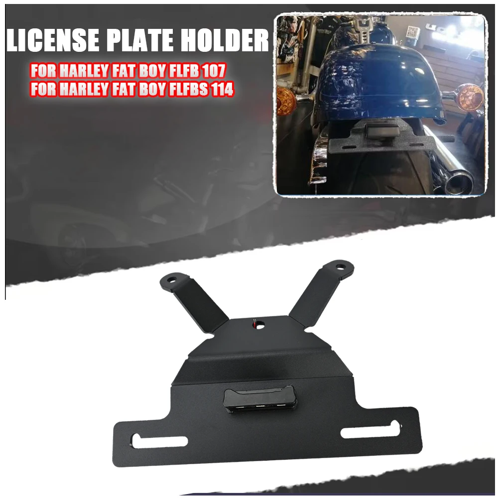 

License Plate Holder For Harley FAT BOY FLFB 107 FLFBS 114 2018-2024 Motorcycle Tail Tidy Fender Eliminator LED License Support