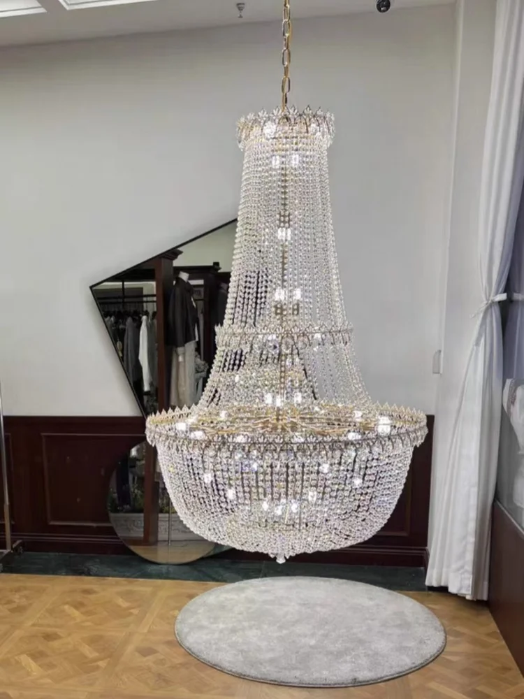 Luxury Crystal Villa Attic Pendant Ceiling Light Fixture Modern Ceiling Chandelier Lights Decoration Living Room Lustre