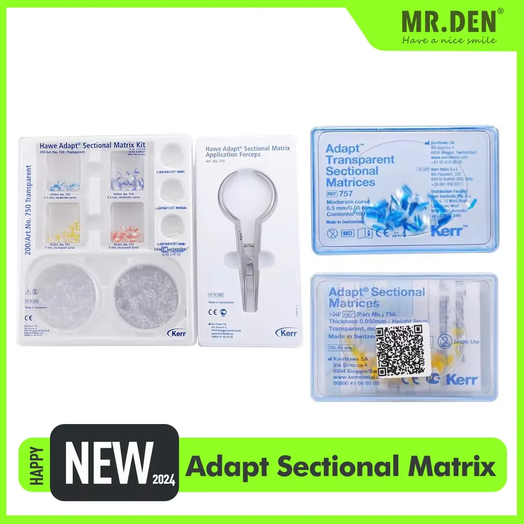 

Hawe Adapt Sectional Matrix Kit Application Forceps Partial Pre-formed Sheet Medium Pre-folded Sheet Oral Dental Material Kerr