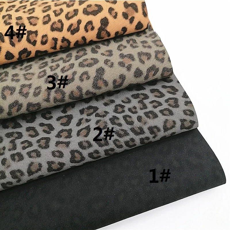 Leopard Custom Synthetic Leather Suede Synthetic Leather Hairy Faux Leather Fabric Sheets DIY Craft Sheets Mini Rolls W050