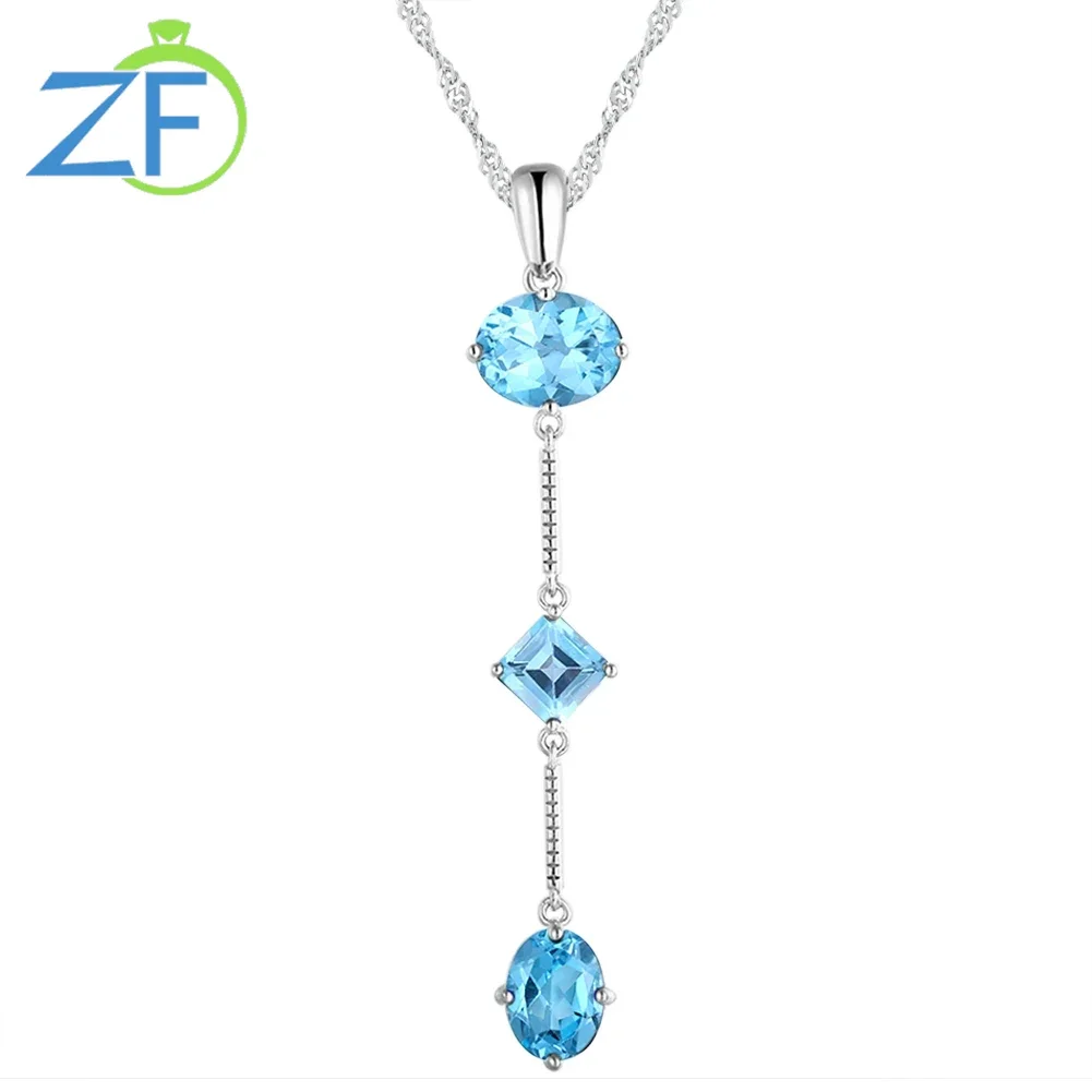 GZ ZONGFA Gemstone Snowflake Chain Necklace For Women Original 925 Sterling Silver Green Nano Crystal Pendant Fine Jewelry