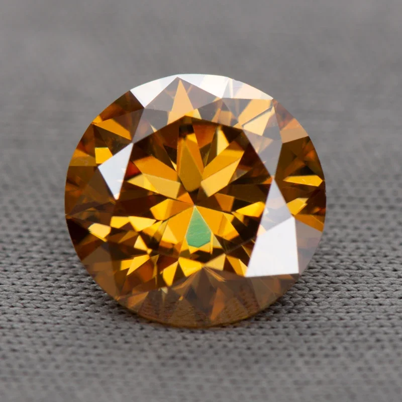 Moissanite Rundschliff Champagnerfarbe Acht Herzen und Acht Pfeile Moissanit-Diamanten Edelsteine mit Zertifikat – Detail 2