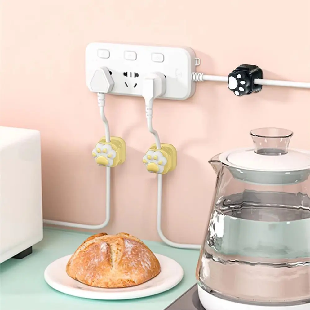 5 pçs bonito organizador de cabo de mesa magnético auto-adesivo 3d gato garra cabo clipe fivela linha de carregamento enrolador