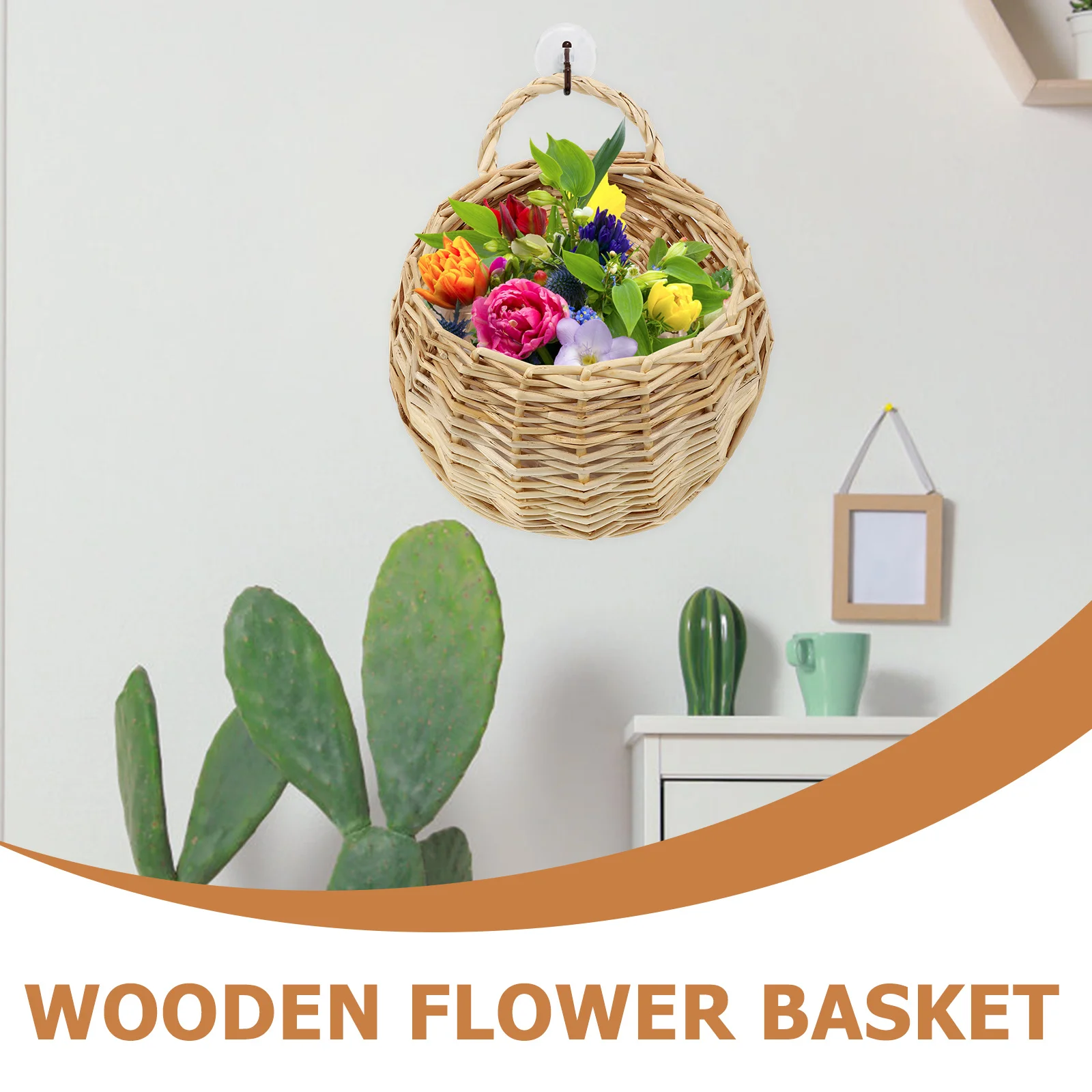 

2pcs Woven Hanging Basket For Flower Wall Decor Bathroom Kitchen Storage Organizer Plant Holder Fruit Vegetable Basket