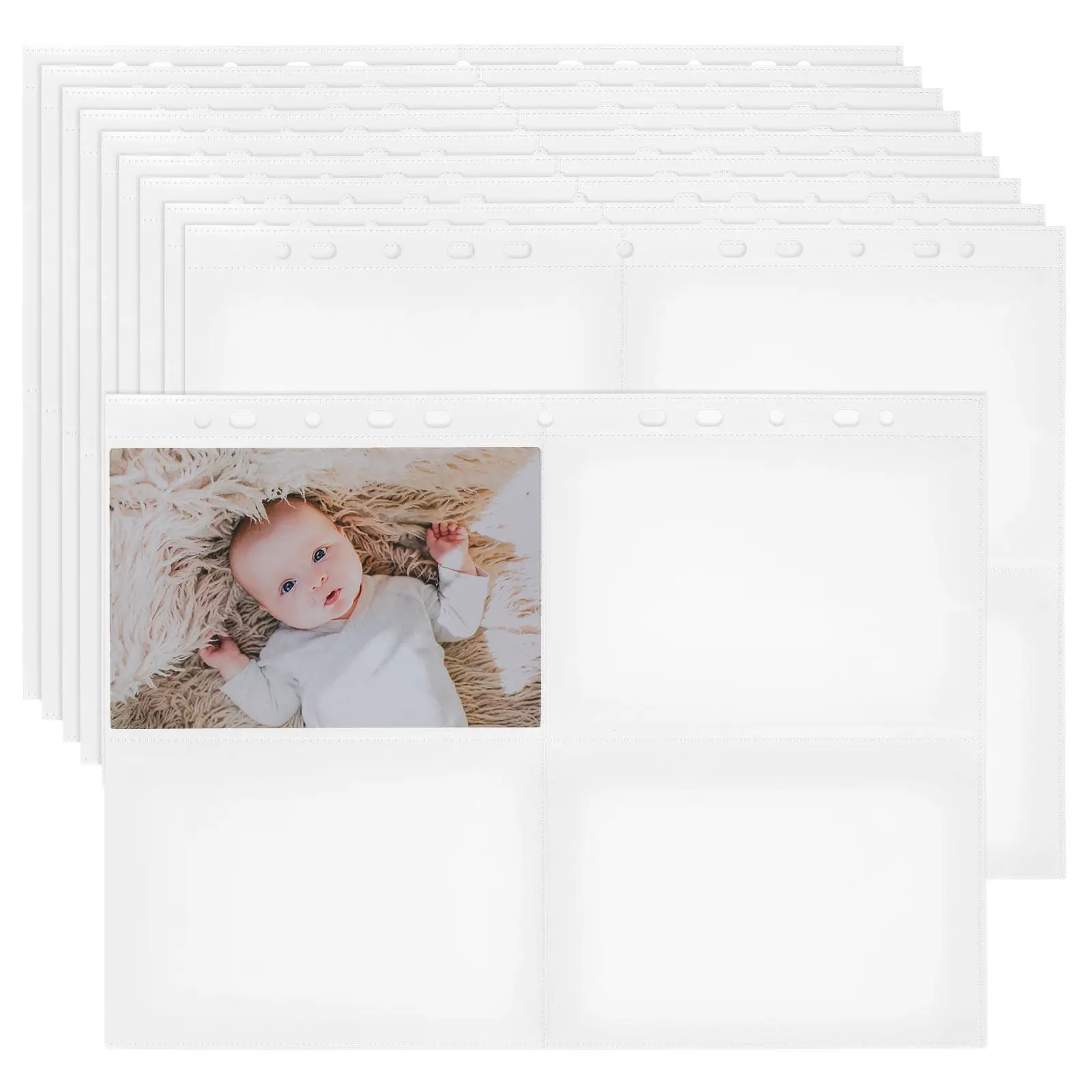 

30Pcs Four Pocket Card Album Pages Double Side Clear Binder Sleeves for Baseball Football Trading Card Protection