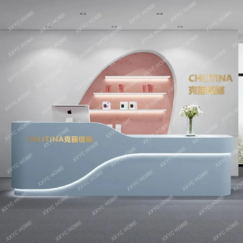 X Front desk company creative clothing store checkout page simple dance studio reception desk beauty salon bar