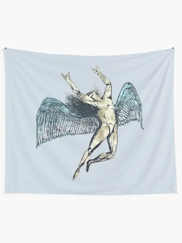 ICARUS THROWS THE HORNS - super blue grunge NEW blue Tapestry Room Decor Aesthetics For Room Tapestry