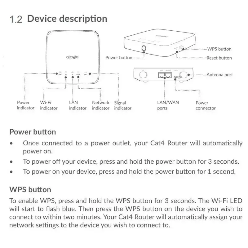 Alcatel HH40 4G LTE Router 150 Mbps Mini Outdoor Hotspot Pocket Modem External Antenna Repeater With Sim Card Slot No Battery