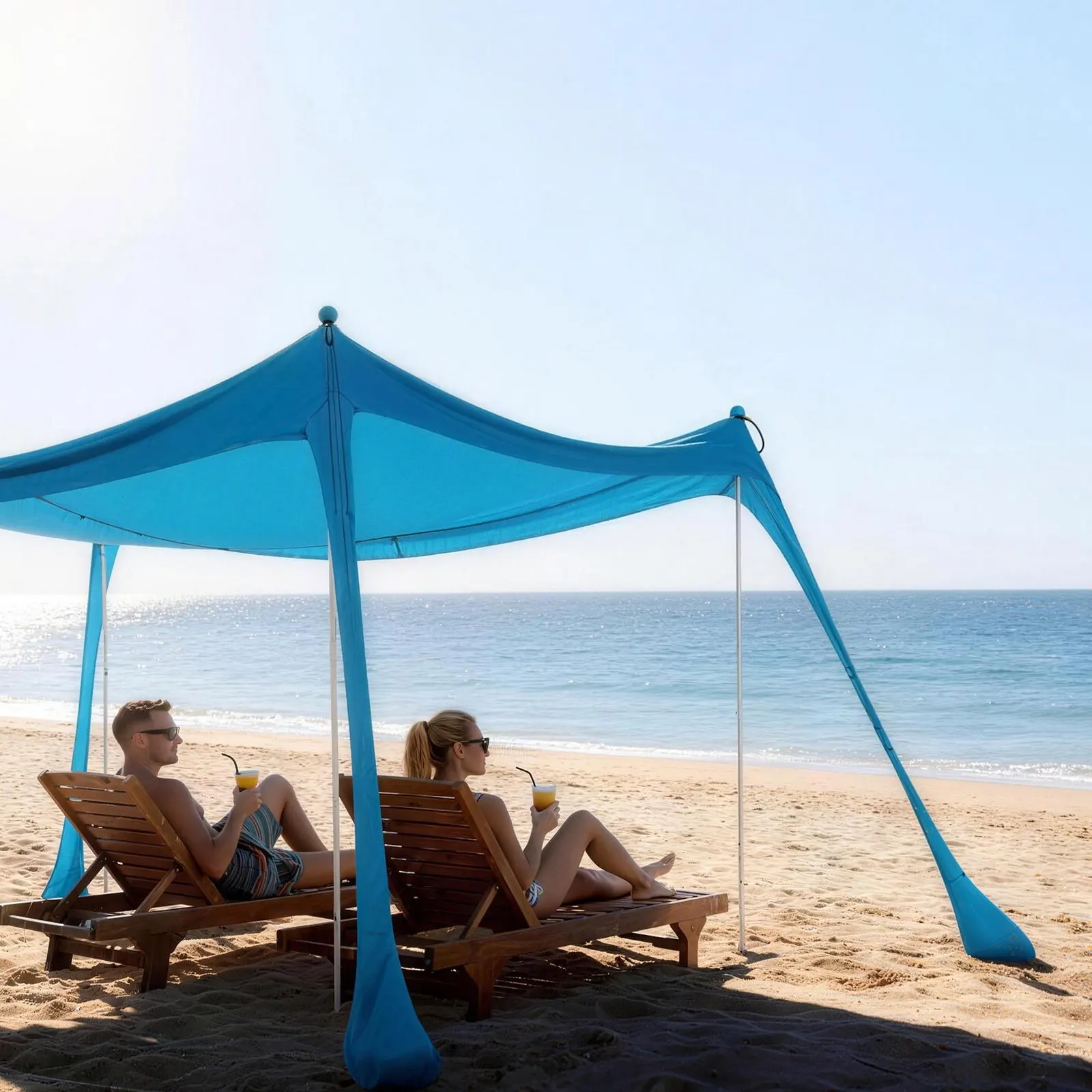 

Beach Tent Sun Shelter, UPF50+ Sun Protection, 6.6 ft Tall, 10x10 ft, Easy Pop Up Beach Canopy with 4 Sandbags, Stability Poles, Sand Shovels, Portable Shade for Family Outings, Camping, Fishing