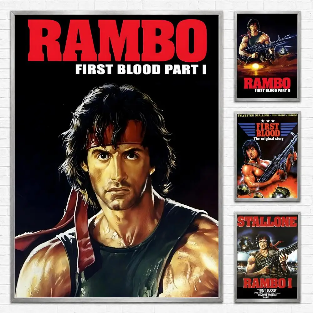 Movie First Blood / Rambo Poster Self‑Adhesive Waterproof PP Poster Coffee House Bar Wall Art Sticker Room Home Decor