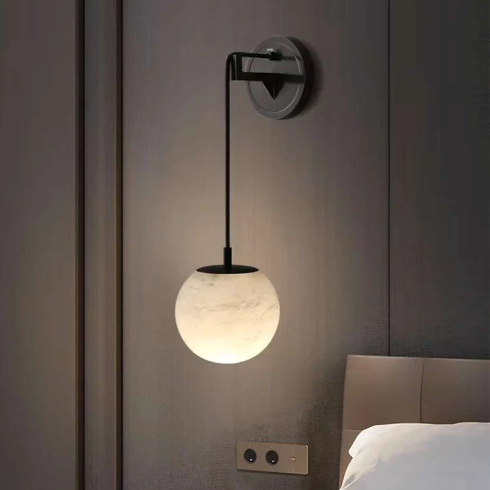 

Luxurious Copper Marble Wall Sconce for Modern Minimalist Style Ideal for Study and Bedroom Ambiance