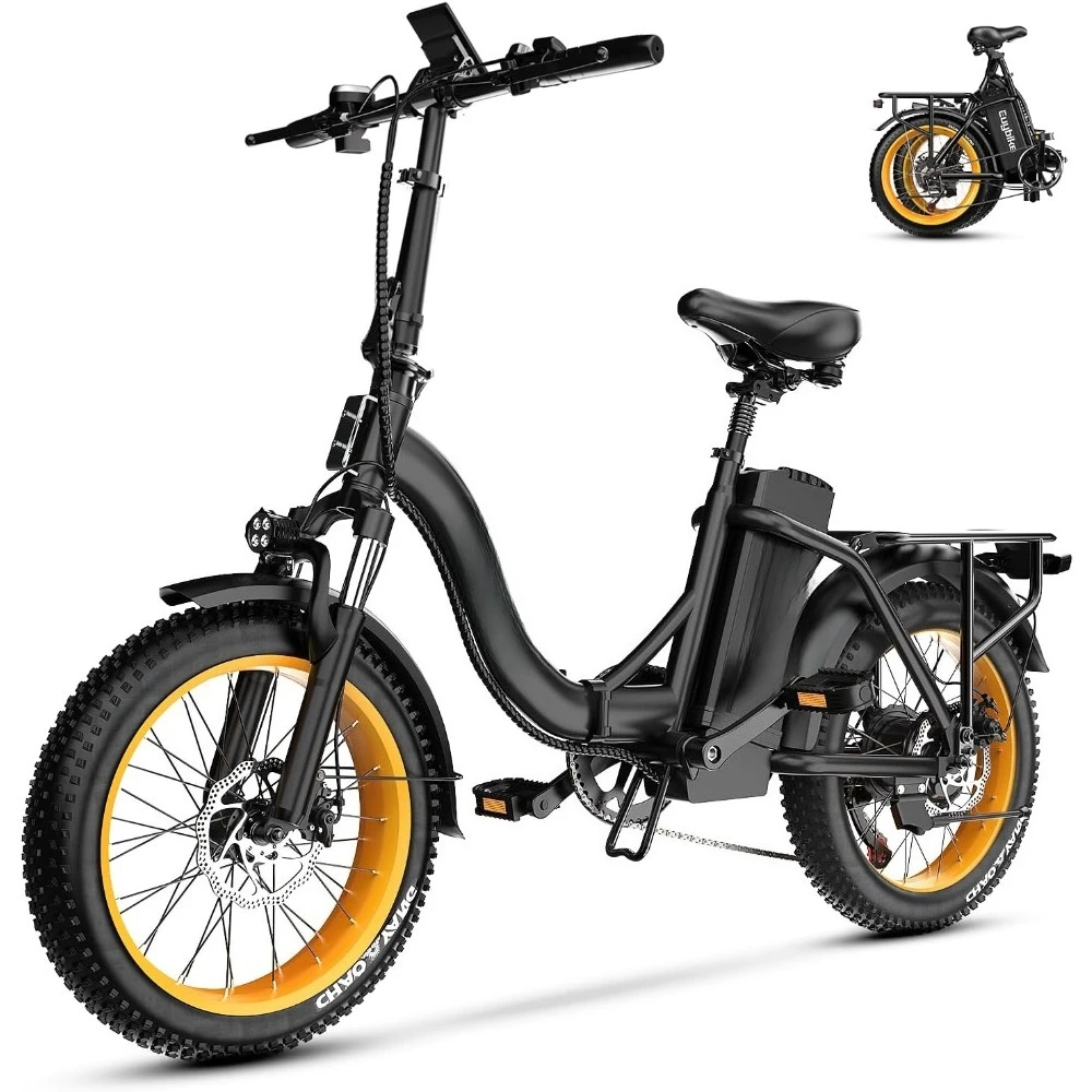 

Folding Electric Bike for Adults with Peak 1000W Motor, 48V 20AH Battery up to 30MPH 80 Miles, 20" Fat Tire All Terrain Ebike
