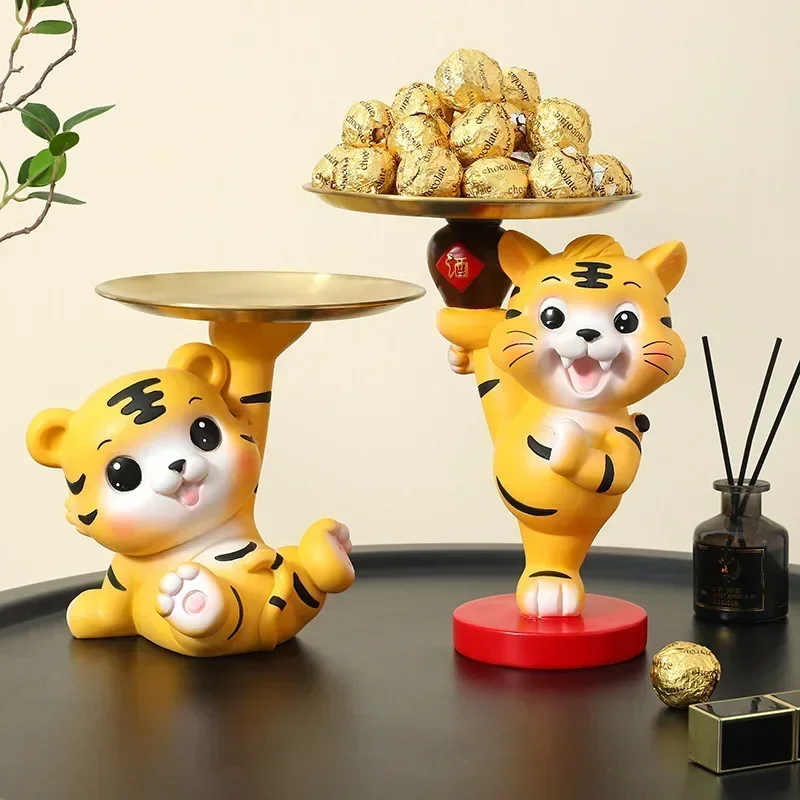 

Tiger Tray Statue Home Decor Animal Figurines Entrance Door Key Storage Decoration Living Room Home Decoration