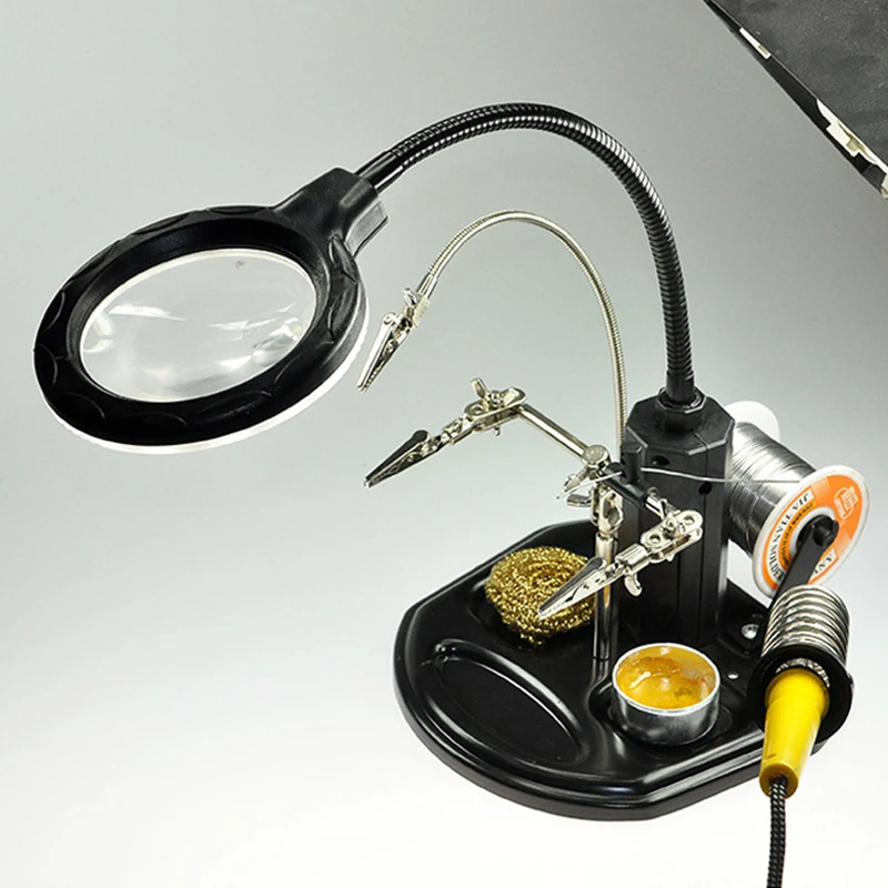 1Set 18.5cmx17cm Welding Magnifying Glass For Welding Station Desktop Magnifying Tool With 16Pcs LED Lights Magnifying Mirror