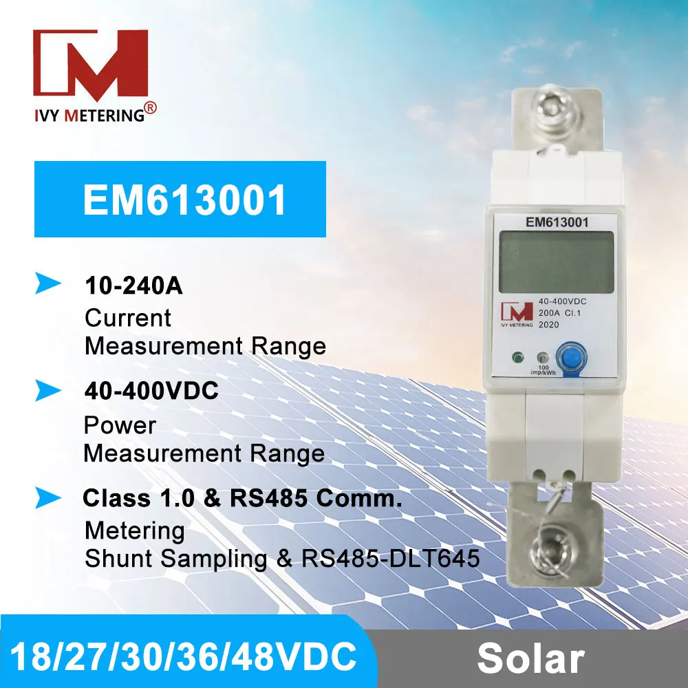 EM613001 Din Rail 150A 40-400V RS485 Energy Monitor DC fotovoltaico Smart Meter per batteria 48V