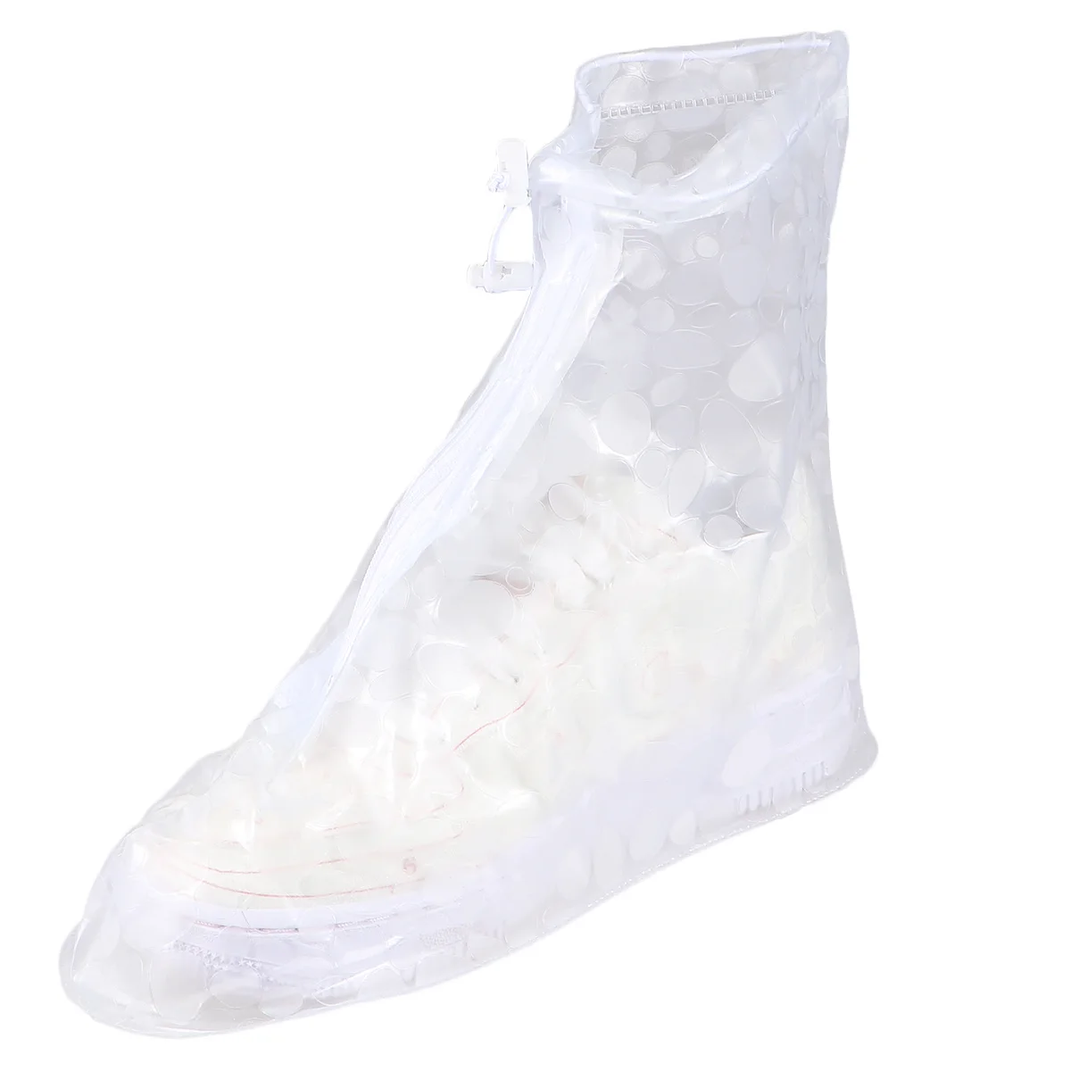 

1Pair Waterproof Rain Shoes PVC Rainproof Shoe Covers for High Tube Non-Slip Wear Resistant Soles Zippered Closure
