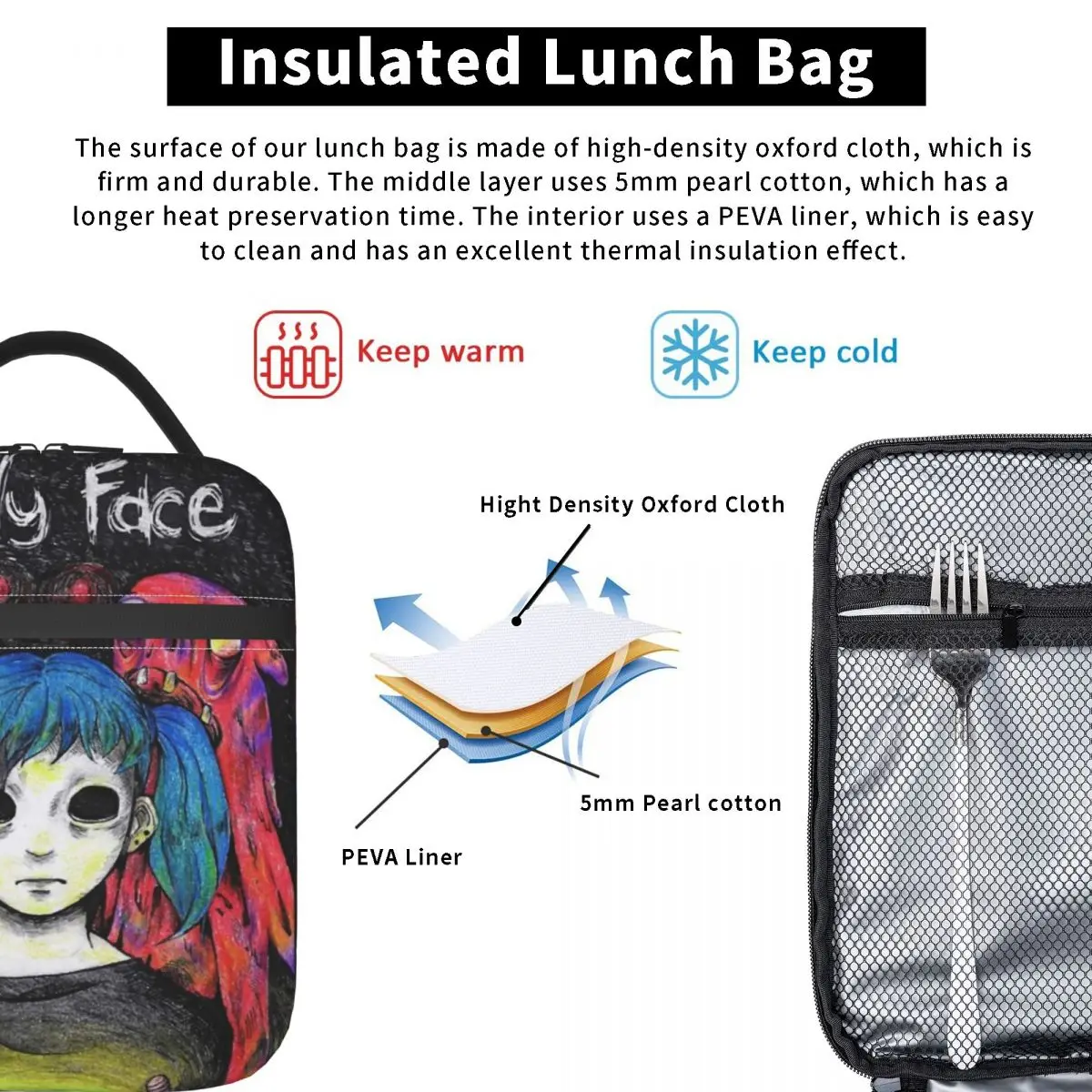 Gioco Sally Face Poster giochi accessori borse per il pranzo isolate per la scuola borsa per la conservazione degli alimenti portatile Cooler Thermal Bento Box