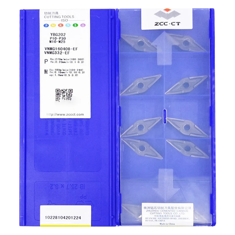 

ZCCCT Original VNMG160404-EF VNMG160408-EF Carbide Inserts - YBG202 YBG205 for CNC Turning Tool, Metal Cutting