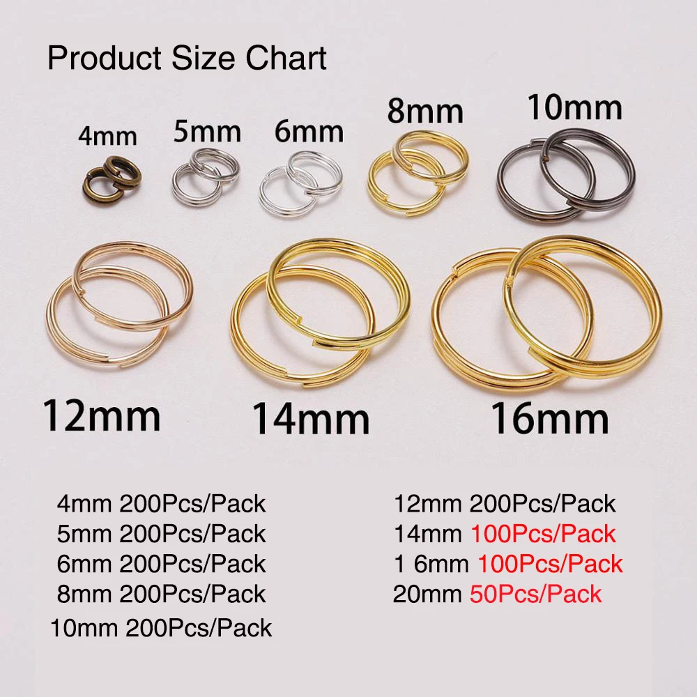 50-200Pcs/bag 4-20mm Open Jump Rings Double Loops Split Rings Connectors for Diy Jewelry Making Findings Accessories Supplies