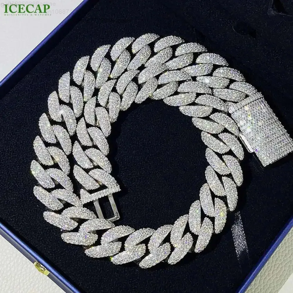

Пользовательские хип-хоп Iced Out Bling рэперские украшения Майами Муассанит Браслет Кубинская цепочка Коробка с застежкой Ожерелья