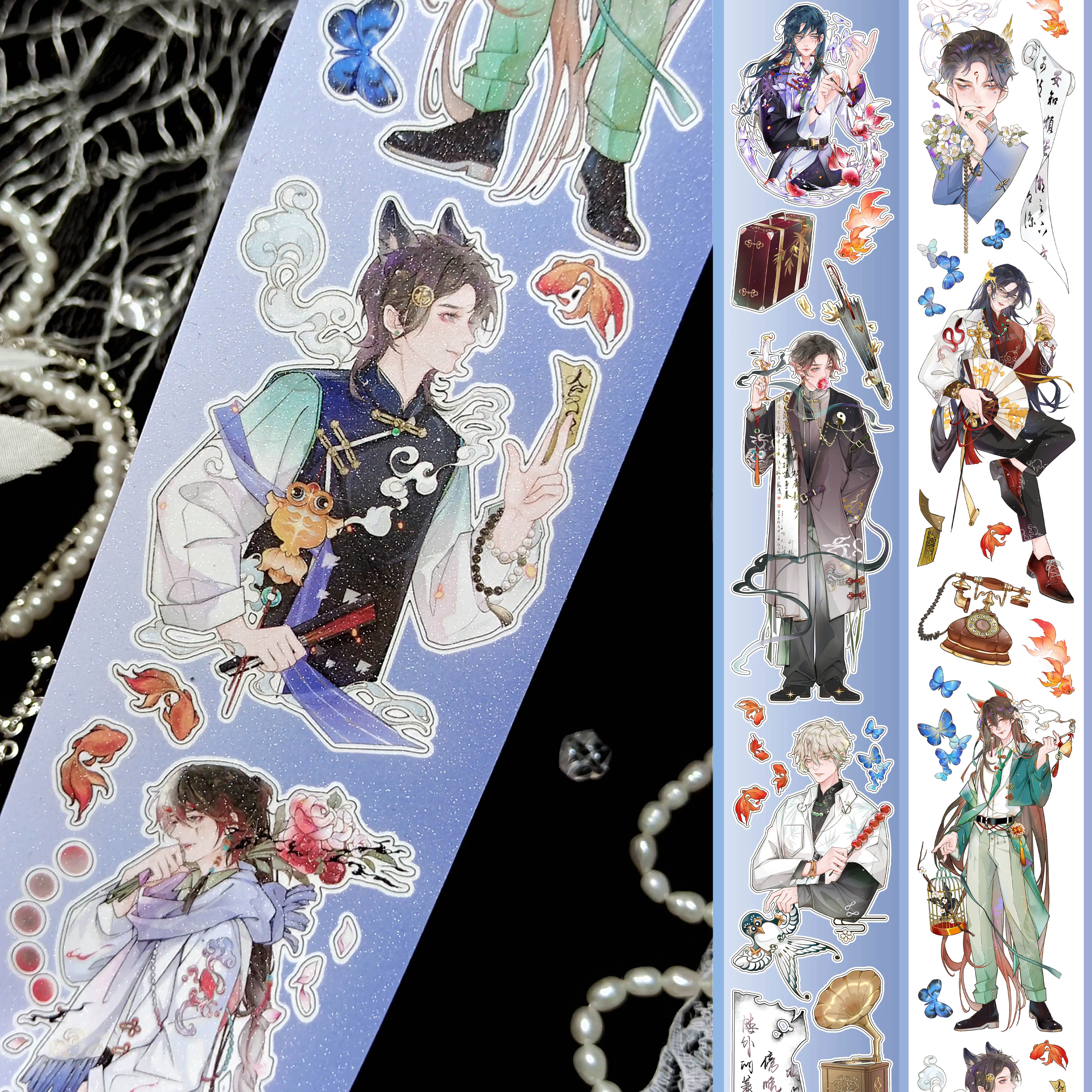 PreCut Shiny Die-Cut PET Tape handsome chinese boys Journal, Scrapbook & Handmade Crafts