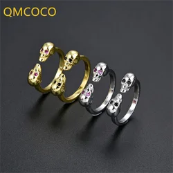 QMCOCO New Style INS Vintage Skull Index Finger Ring Silver Color Woman Man Halloween Gift Trendy  Jewelry Accessories