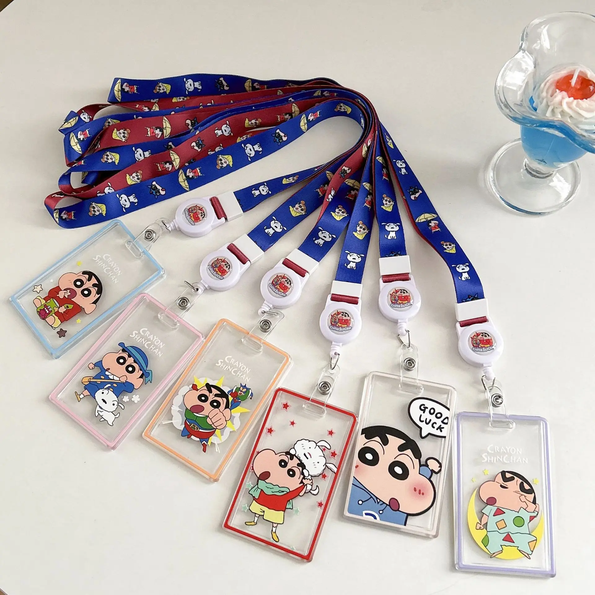 

Crayon Shinchan Anime Card Holders Transparent Card Holder Lanyard Photo Sleeves Bus Card Student Card Case Photo Protector Gift