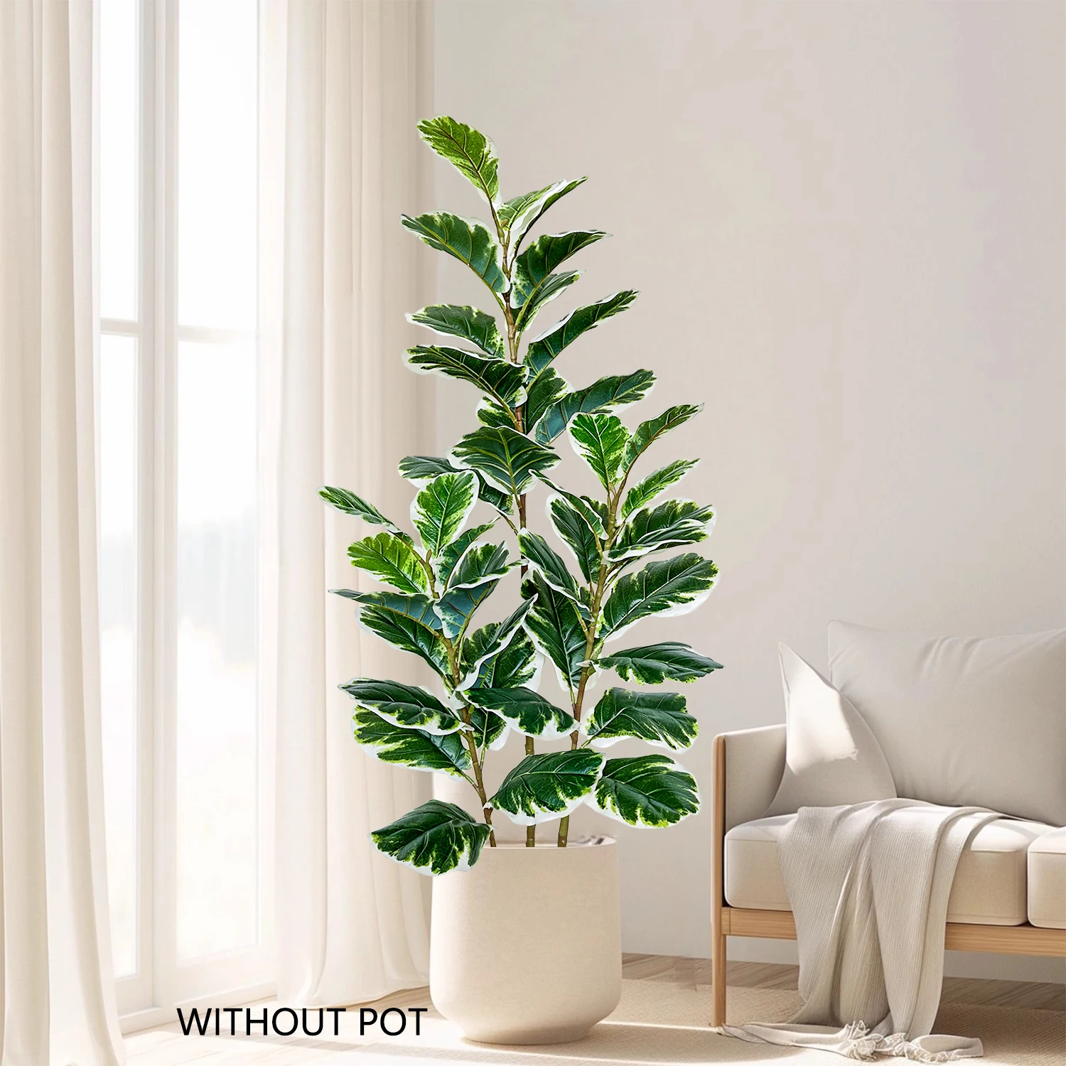 115-240CM New Artificial Fiddle Leaf ficus Fake Plant Green Leave Ornament indoor faux plant for New Year Home Office Decoration