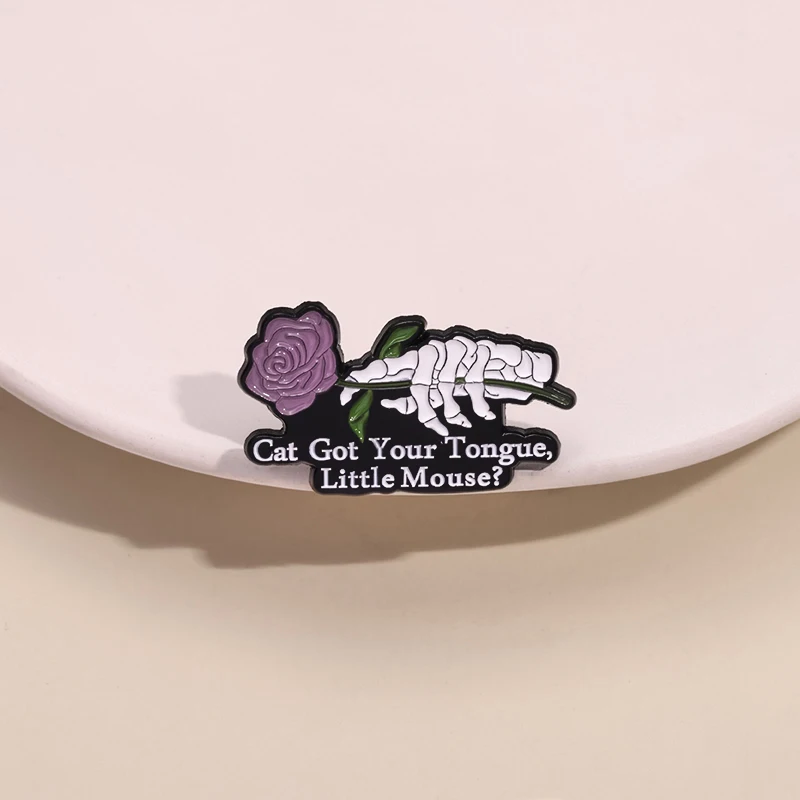 Cat Got Your Tongue Little Mouse Enamel Pin Dark Romance Haunting Adeline Smut Reader Book Lover Brooch Lapel Badge Jewelry Gift