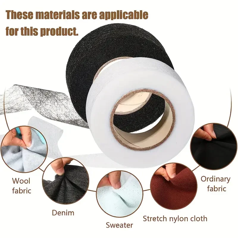 4 Roll Iron On Hemming Tape Hot Melt Double-sided Adhesive Liner For Pants Dresses Clothes Curtains DIY Sewing Accessories