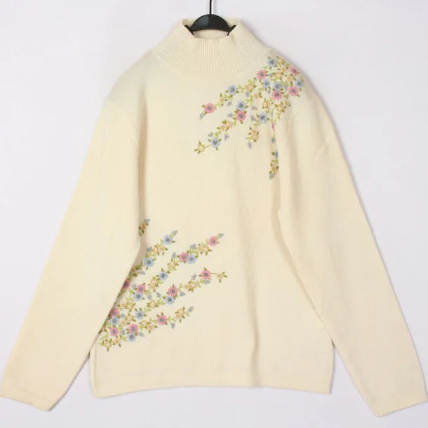 

Sweet Ethnic Style Vintage Hooked Flower Woolen Sweater Coat Oversized Japanese Harajuku Wind Women's Spring Fashion Top