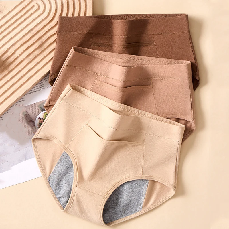 سراويل الحيض للنساء ، لباس داخلي ، ملابس داخلية مانعة للتسرب ، ملخصات للفتيات ، سراويل فترة عالية الارتفاع ، ملابس داخلية نسائية قطنية ، 3 * * #1