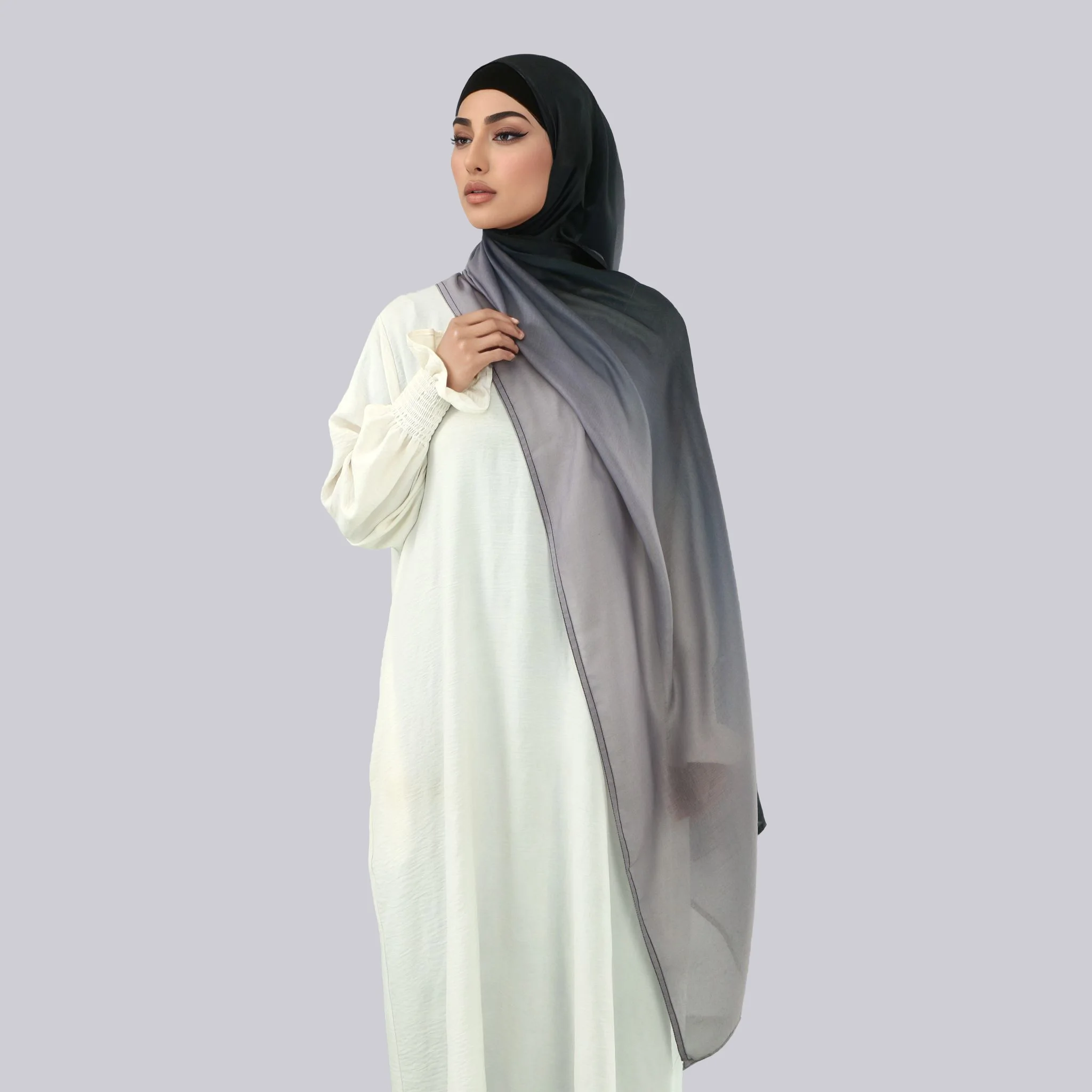 Bufanda Hijab de rayón de algodón degradado para mujer, chales envolventes para la cabeza de alta calidad, diadema musulmana, turbante islámico de talla grande 180*70cm