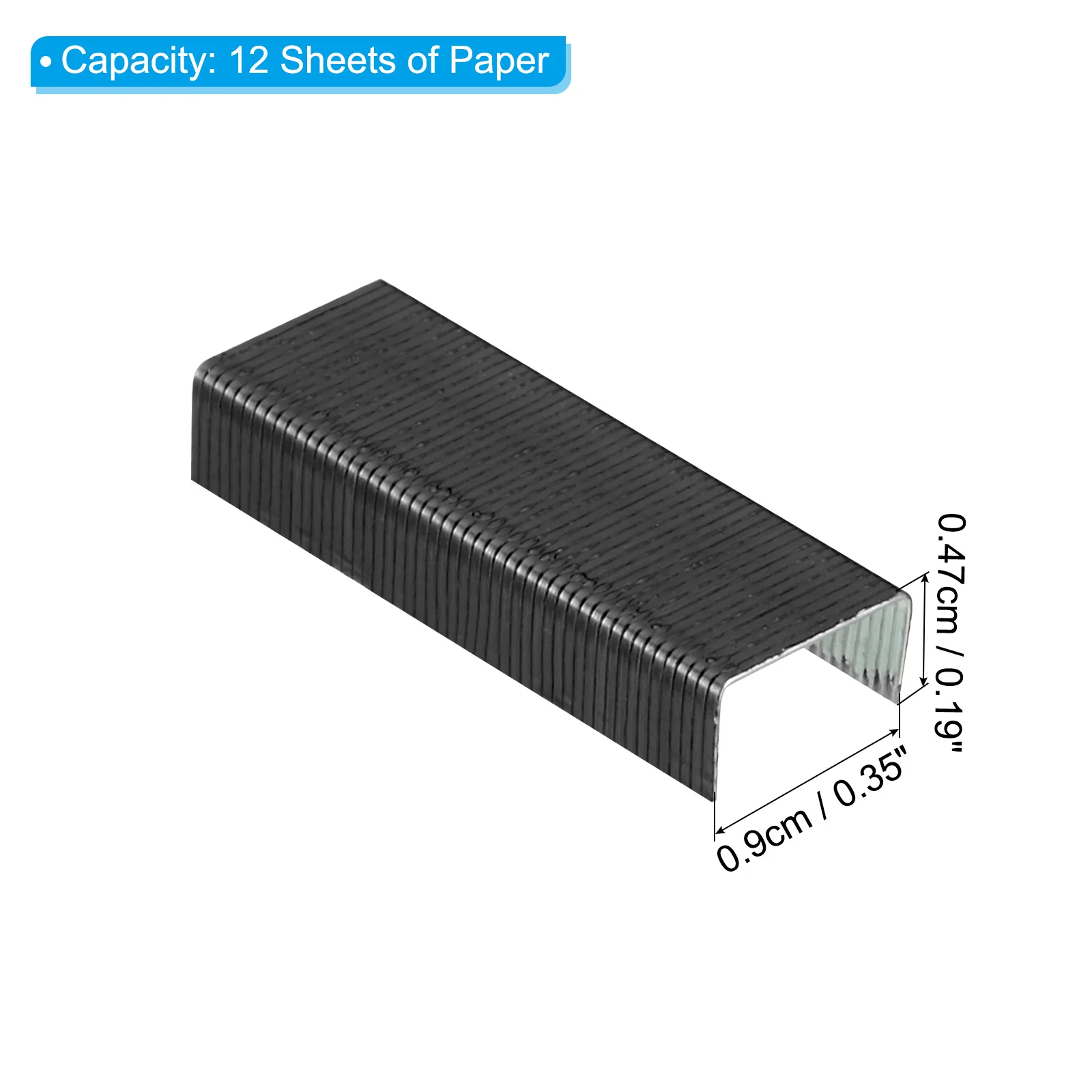 Black Metal Staples para Papelaria de Escritório, Mini Grampos, Grampo Livre de Geléia, Artigos de Papelaria de Escritório, 3, 16 Polegada Comprimento, #10, 6000Pcs, Pacote 6