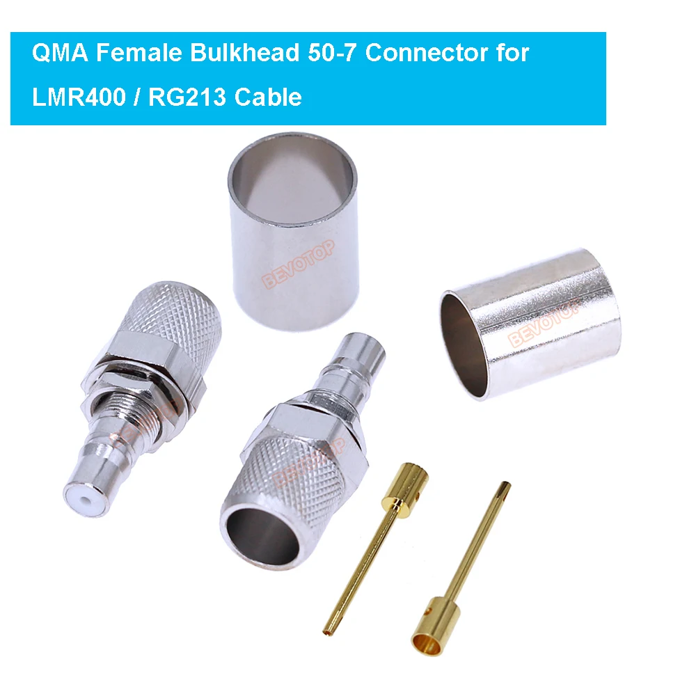 10PCS/LOT LMR400 RG213 QMA Female Bulkhead 50-7 RF Coaxial Connector 50 Ohm QMA Connector for RG-213 LMR-400 Cable Wholesales